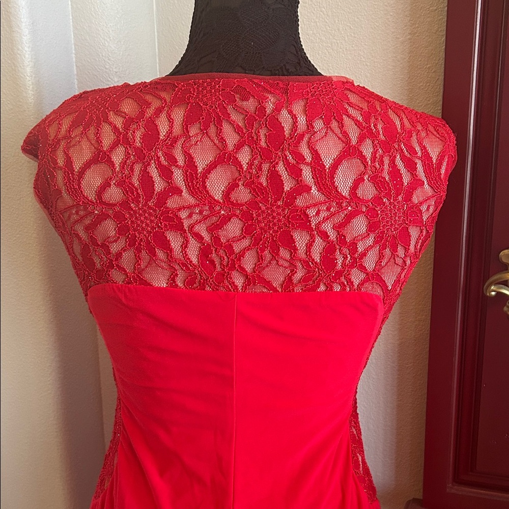 R&M Richards Red Lace Mini Dress - Picture 9 of 12